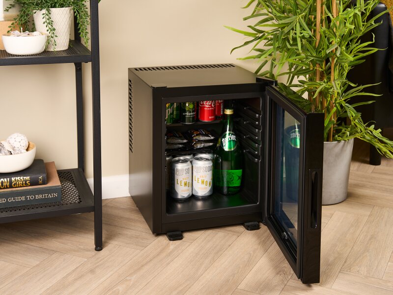 Minibar Corby Eton 20L se skleněnými dvířky, černý s černým interiérem