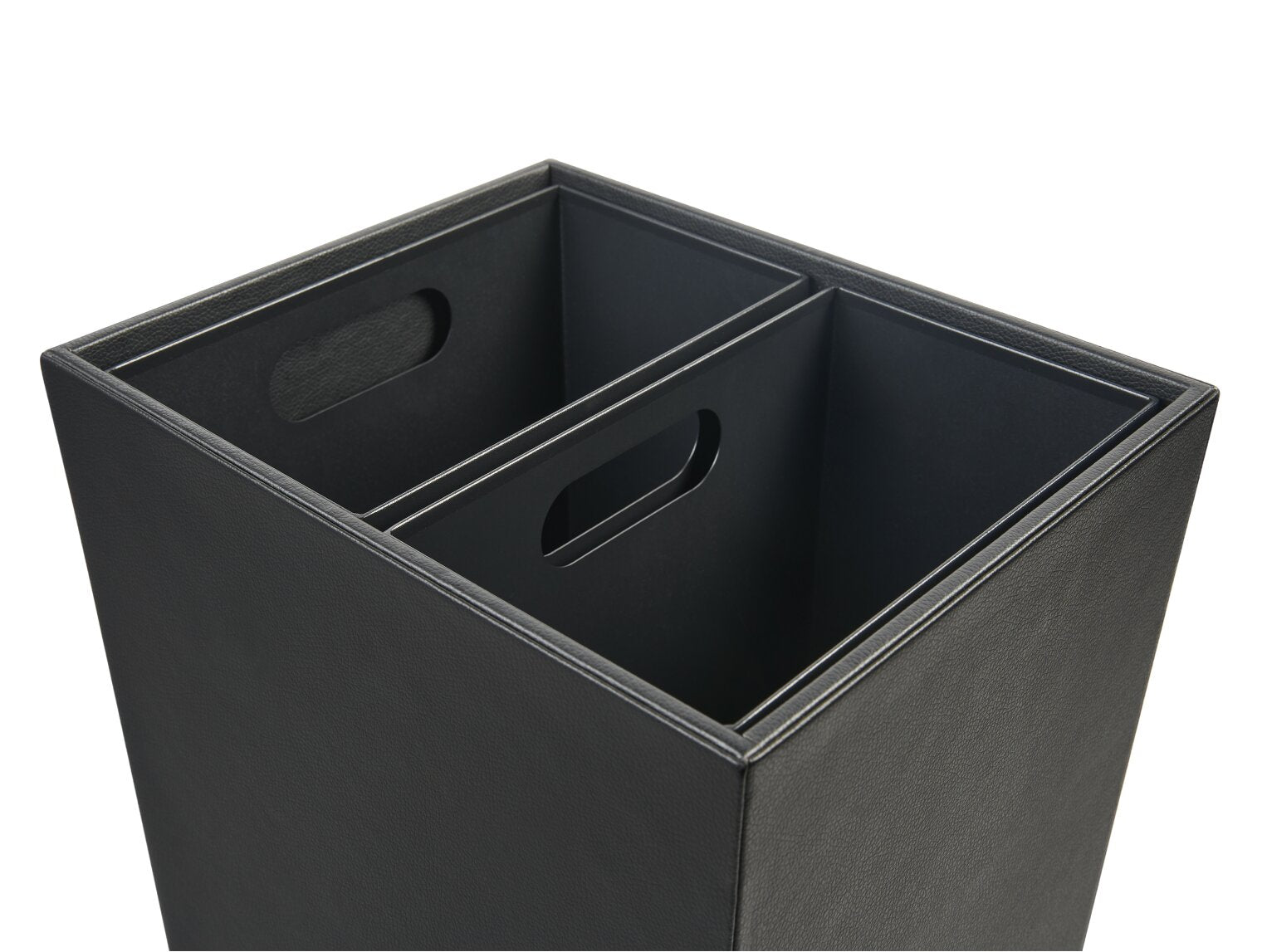 Dvojitý recyklační koš Corby Highland v PU kůži - černý
