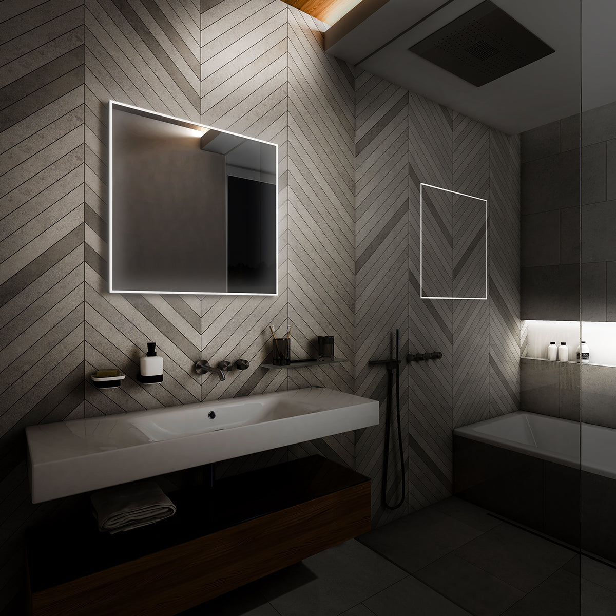 černé LED zrcadlo 600x600
