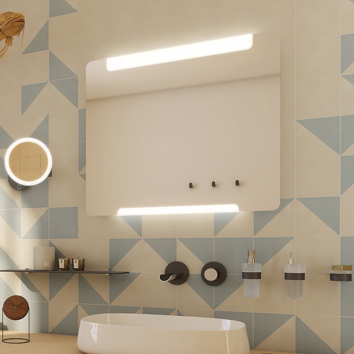 LED zrcadlo 1000x700 se dvěma dotykovými senzory