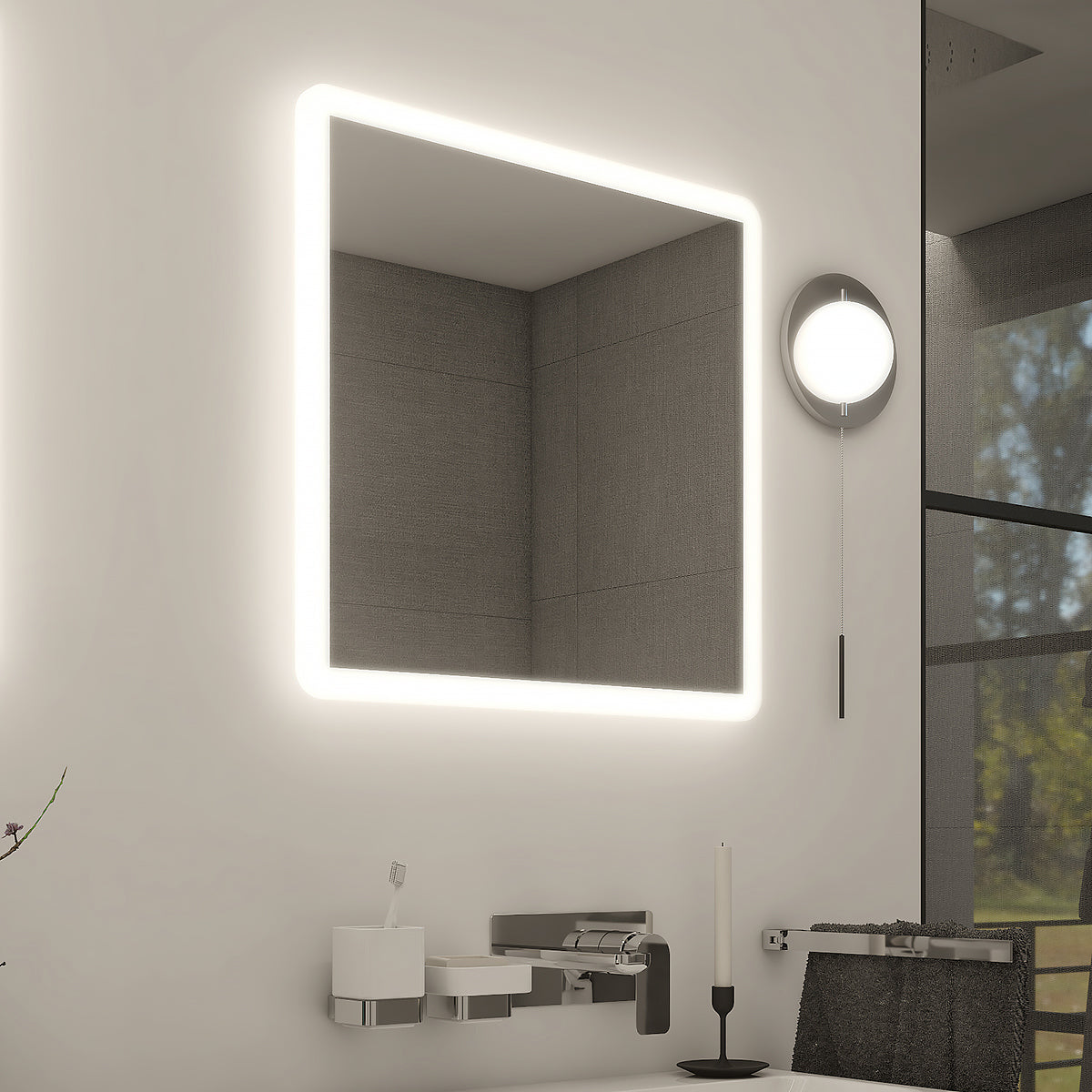 LED zrcadlo 600x600 se dvěma dotykovými senzory