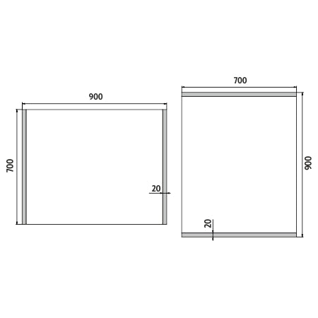 LED zrcadlo 900x700
