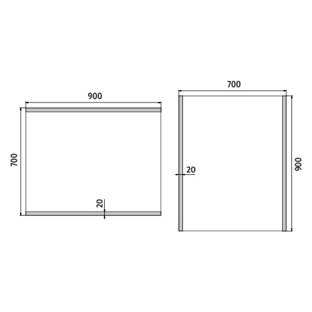 LED zrcadlo 900x700