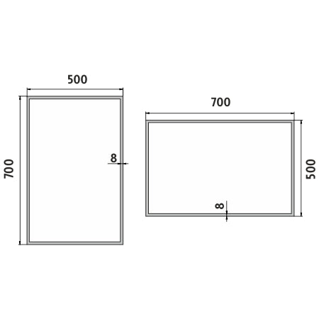 LED zrcadlo 500x700