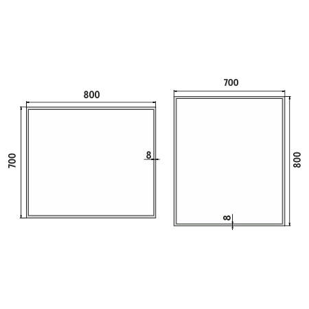 LED zrcadlo 800x700