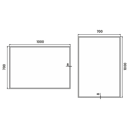 LED zrcadlo 1000x700