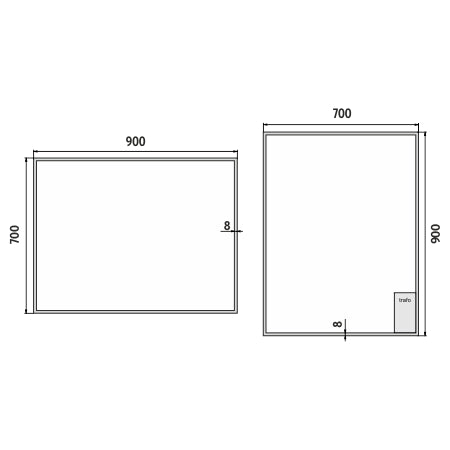 LED zrcadlo 900x700
