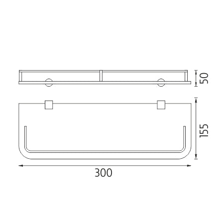Shelf with guardrail, 30 cm