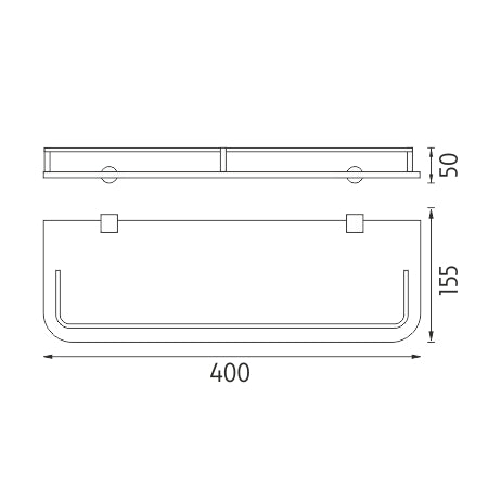 Shelf with guardrail, 40 cm