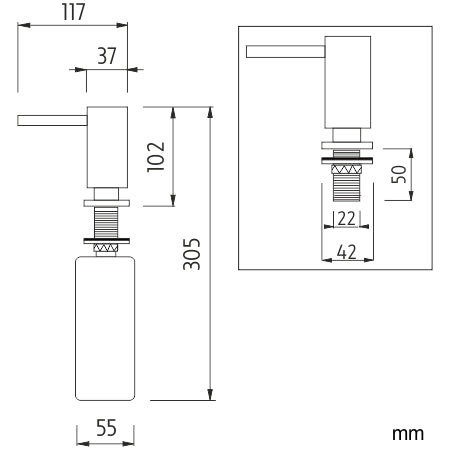 Vestavěný dávkovač, pr. masivní pumpy 37 mm