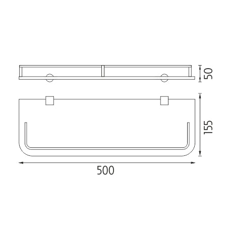 Shelf with guardrail, 50 cm