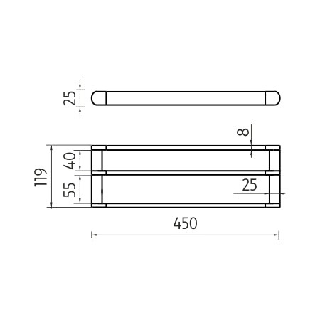 Double towel rack, 45 cm