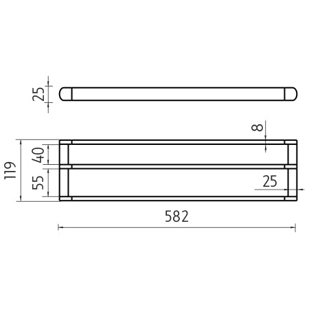 Double towel rack, 58 cm