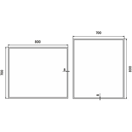 Black LED mirror, 800x700