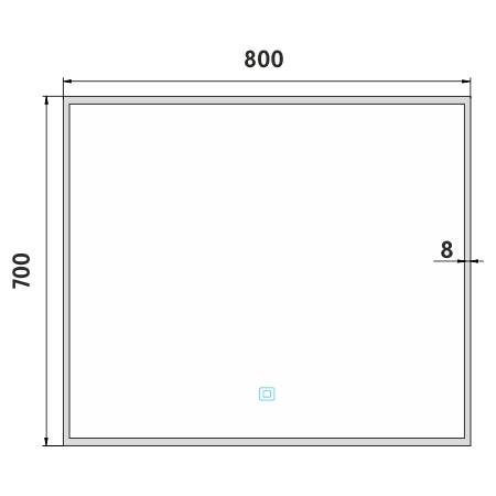 Black LED mirror, 800x700, with touch sensor