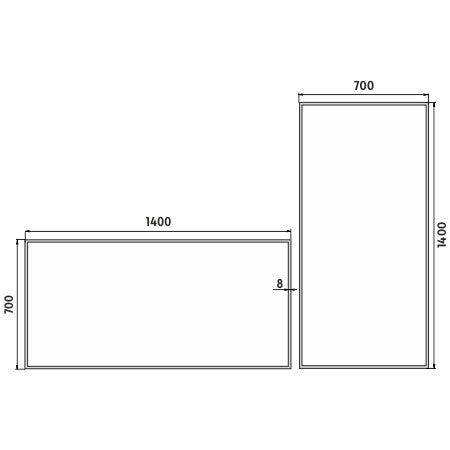 LED zrcadlo 1400x700