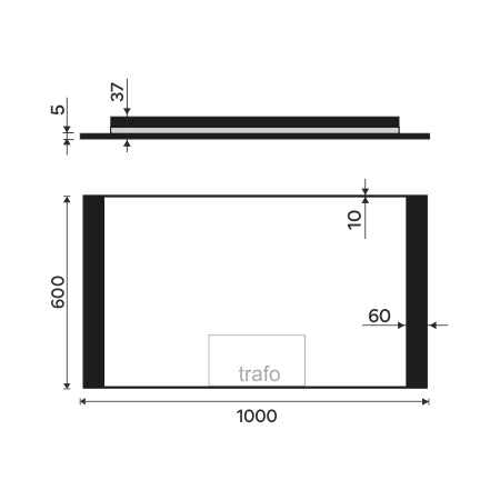 černé LED zrcadlo 1000x600
