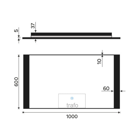 černé LED zrcadlo 1000x600 s dotykovým senzorem