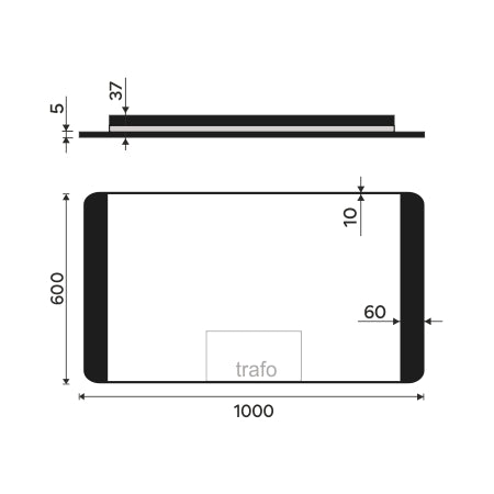 černé LED zrcadlo 1000x600
