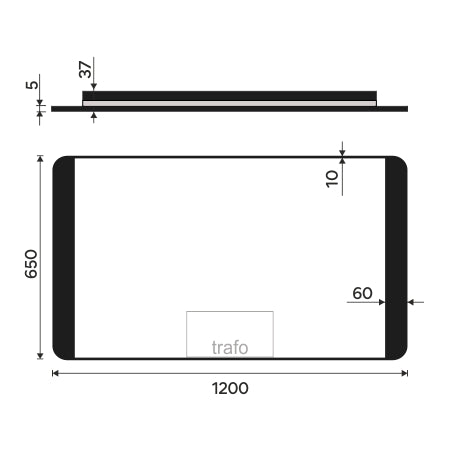 černé LED zrcadlo 1200x650