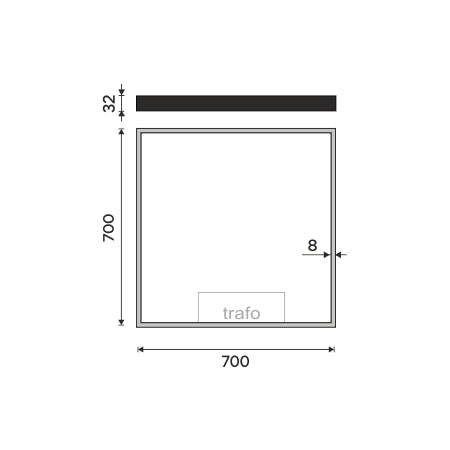 černé LED zrcadlo 700x700